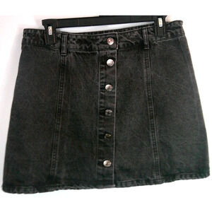 Forever 21 Los Angeles US 27 Black Gray Denim Button Fly Jean Skirt